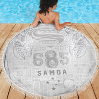 Super Samoa 685 Tribal Tattoo Beach Blanket Siapo Pattern All-White Edition LT03 - Polynesian Pride
