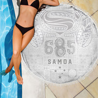 Super Samoa 685 Tribal Tattoo Beach Blanket Siapo Pattern All-White Edition LT03 - Polynesian Pride
