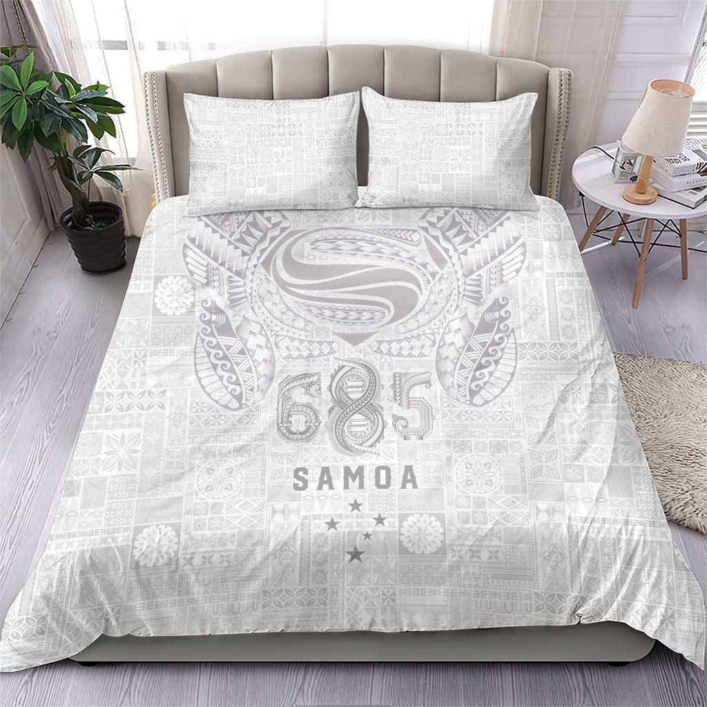 Super Samoa 685 Tribal Tattoo Bedding Set Siapo Pattern All-White Edition LT03 - Polynesian Pride