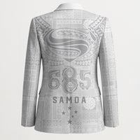 Super Samoa 685 Tribal Tattoo Blazer Siapo Pattern All-White Edition LT03 - Polynesian Pride