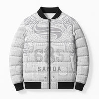 Super Samoa 685 Tribal Tattoo Bomber Puffer Jacket Siapo Pattern All-White Edition LT03 Unisex White - Polynesian Pride