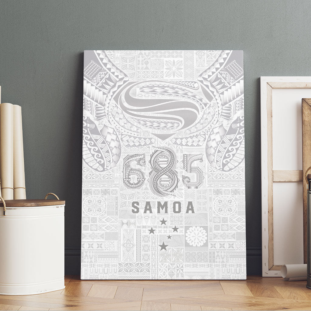 Super Samoa 685 Tribal Tattoo Canvas Wall Art Siapo Pattern All-White Edition LT03 - Polynesian Pride