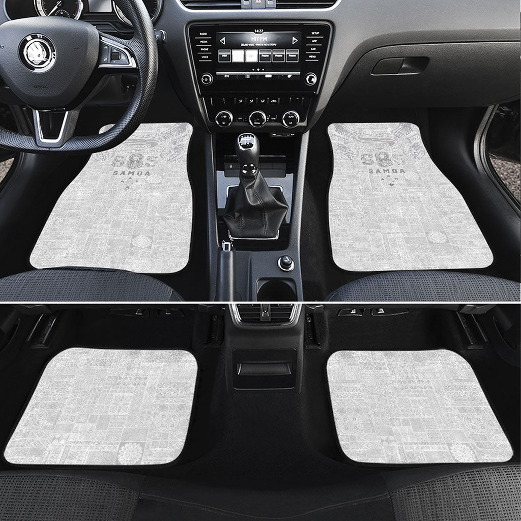 Super Samoa 685 Tribal Tattoo Car Mats Siapo Pattern All-White Edition LT03 Set 4pcs White - Polynesian Pride