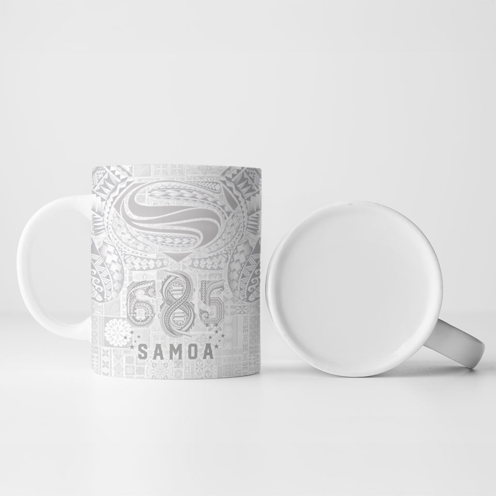 Super Samoa 685 Tribal Tattoo Ceramic Mug Siapo Pattern All-White Edition LT03 - Polynesian Pride