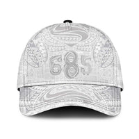 Super Samoa 685 Tribal Tattoo Classic Cap Siapo Pattern All-White Edition LT03 Universal Fit White - Polynesian Pride
