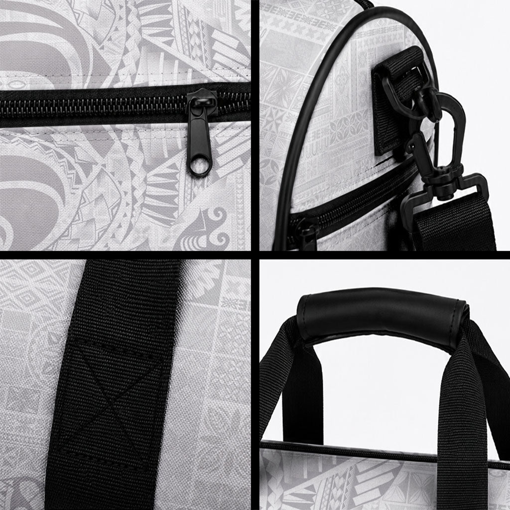 Super Samoa 685 Tribal Tattoo Duffle Bag Siapo Pattern All-White Edition LT03 - Polynesian Pride