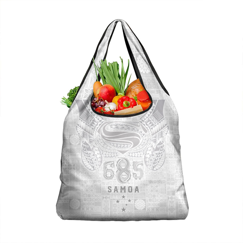 Super Samoa 685 Tribal Tattoo Grocery Bag Siapo Pattern All-White Edition LT03 1-pack One Size White - Polynesian Pride