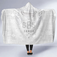 Super Samoa 685 Tribal Tattoo Hooded Blanket Siapo Pattern All-White Edition LT03 One Size White - Polynesian Pride