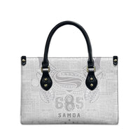 Super Samoa 685 Tribal Tattoo Leather Bag Siapo Pattern All-White Edition LT03 - Polynesian Pride