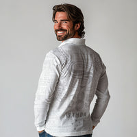 Super Samoa 685 Tribal Tattoo Long Sleeve Polo Shirt Siapo Pattern All-White Edition LT03 - Polynesian Pride