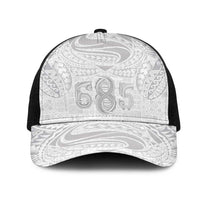 Super Samoa 685 Tribal Tattoo Mesh Trucker Cap Siapo Pattern All-White Edition LT03 One Size Black White - Polynesian Pride