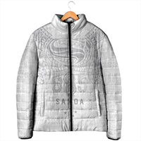 Super Samoa 685 Tribal Tattoo Padded Jacket Siapo Pattern All-White Edition LT03 - Polynesian Pride