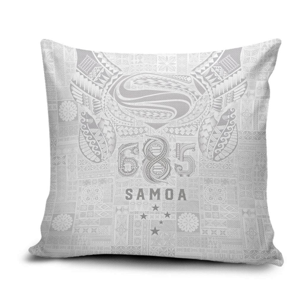 Super Samoa 685 Tribal Tattoo Pillow Cover Siapo Pattern All-White Edition LT03 White - Polynesian Pride