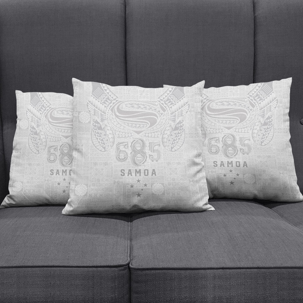 Super Samoa 685 Tribal Tattoo Pillow Cover Siapo Pattern All-White Edition LT03 - Polynesian Pride