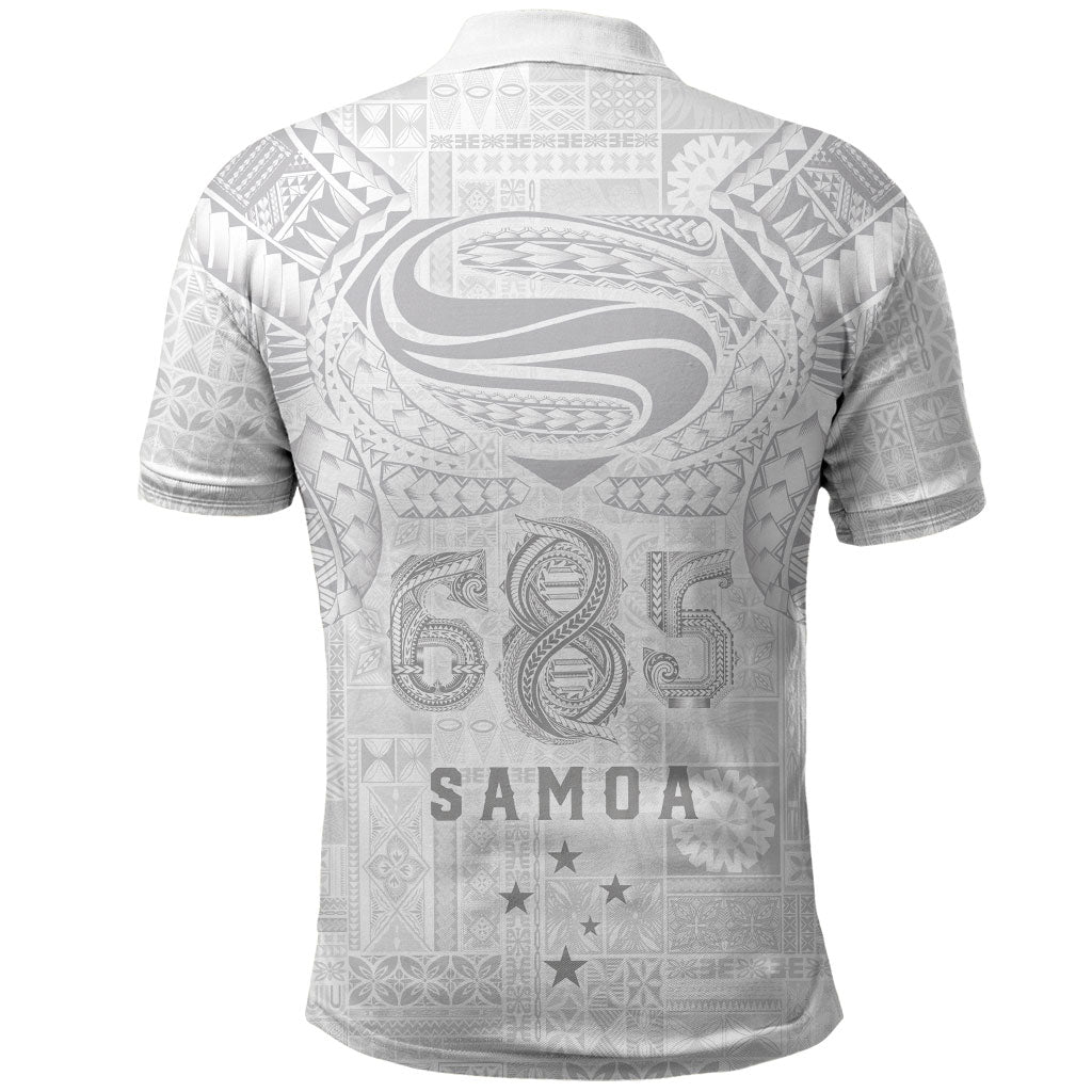 Super Samoa 685 Tribal Tattoo Polo Shirt Siapo Pattern All-White Edition LT03 - Polynesian Pride