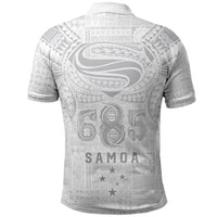 Super Samoa 685 Tribal Tattoo Polo Shirt Siapo Pattern All-White Edition LT03 - Polynesian Pride