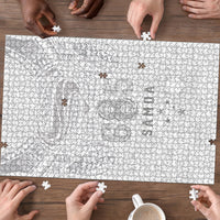 Super Samoa 685 Tribal Tattoo Puzzle Siapo Pattern All-White Edition LT03 - Polynesian Pride