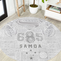 Super Samoa 685 Tribal Tattoo Round Carpet Siapo Pattern All-White Edition LT03 White - Polynesian Pride