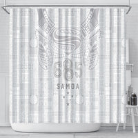 Super Samoa 685 Tribal Tattoo Shower Curtain Siapo Pattern All-White Edition LT03 - Polynesian Pride
