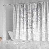 Super Samoa 685 Tribal Tattoo Shower Curtain Siapo Pattern All-White Edition LT03 - Polynesian Pride