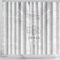 Super Samoa 685 Tribal Tattoo Shower Curtain Siapo Pattern All-White Edition LT03 - Polynesian Pride