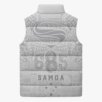 Super Samoa 685 Tribal Tattoo Sleeveless Puffer Jacket Siapo Pattern All-White Edition LT03 - Polynesian Pride
