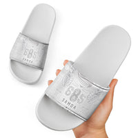 Super Samoa 685 Tribal Tattoo Slide Sandals Siapo Pattern All-White Edition LT03 - Polynesian Pride
