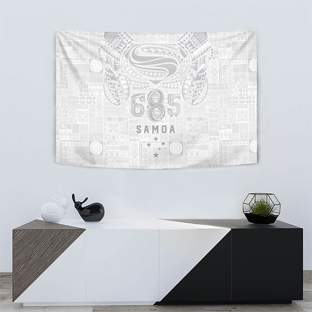 Super Samoa 685 Tribal Tattoo Tapestry Siapo Pattern All-White Edition LT03 - Polynesian Pride