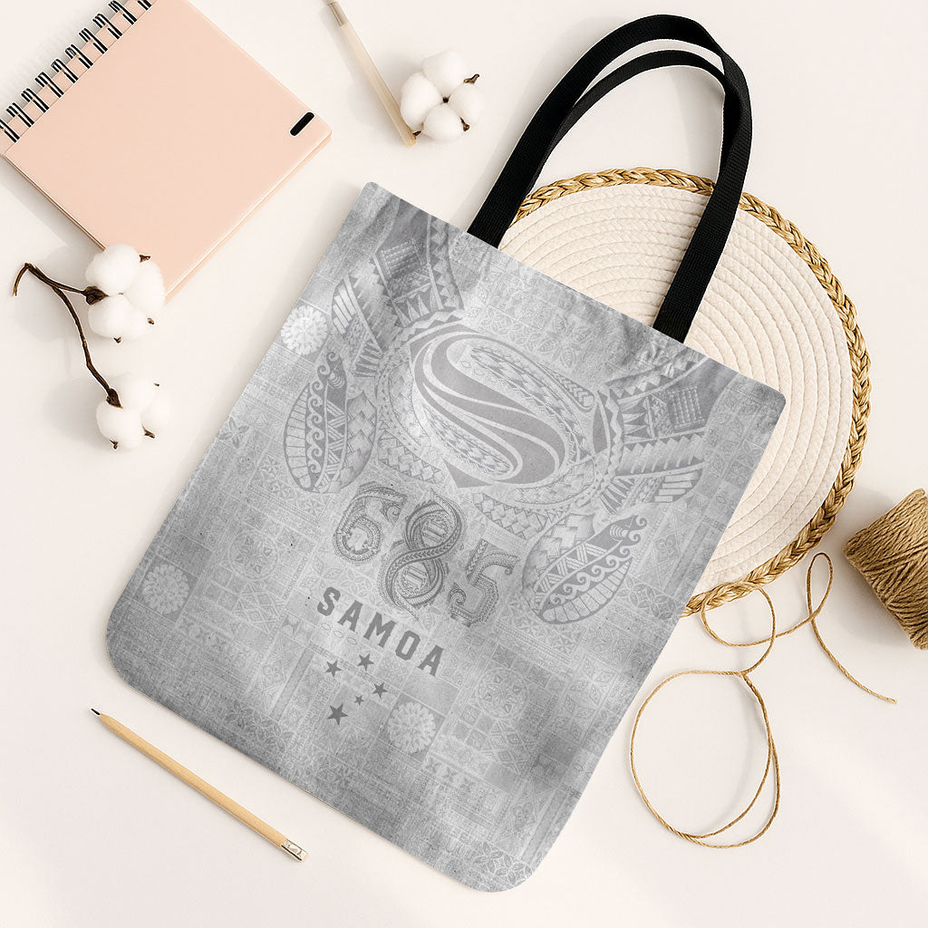 Super Samoa 685 Tribal Tattoo Tote Bag Siapo Pattern All-White Edition LT03 Black Strap One Size White - Polynesian Pride