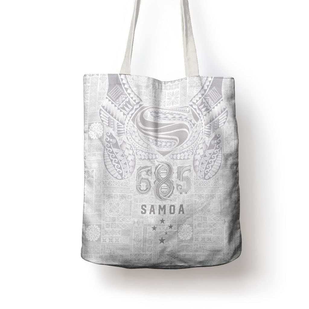 Super Samoa 685 Tribal Tattoo Tote Bag Siapo Pattern All-White Edition LT03 - Polynesian Pride