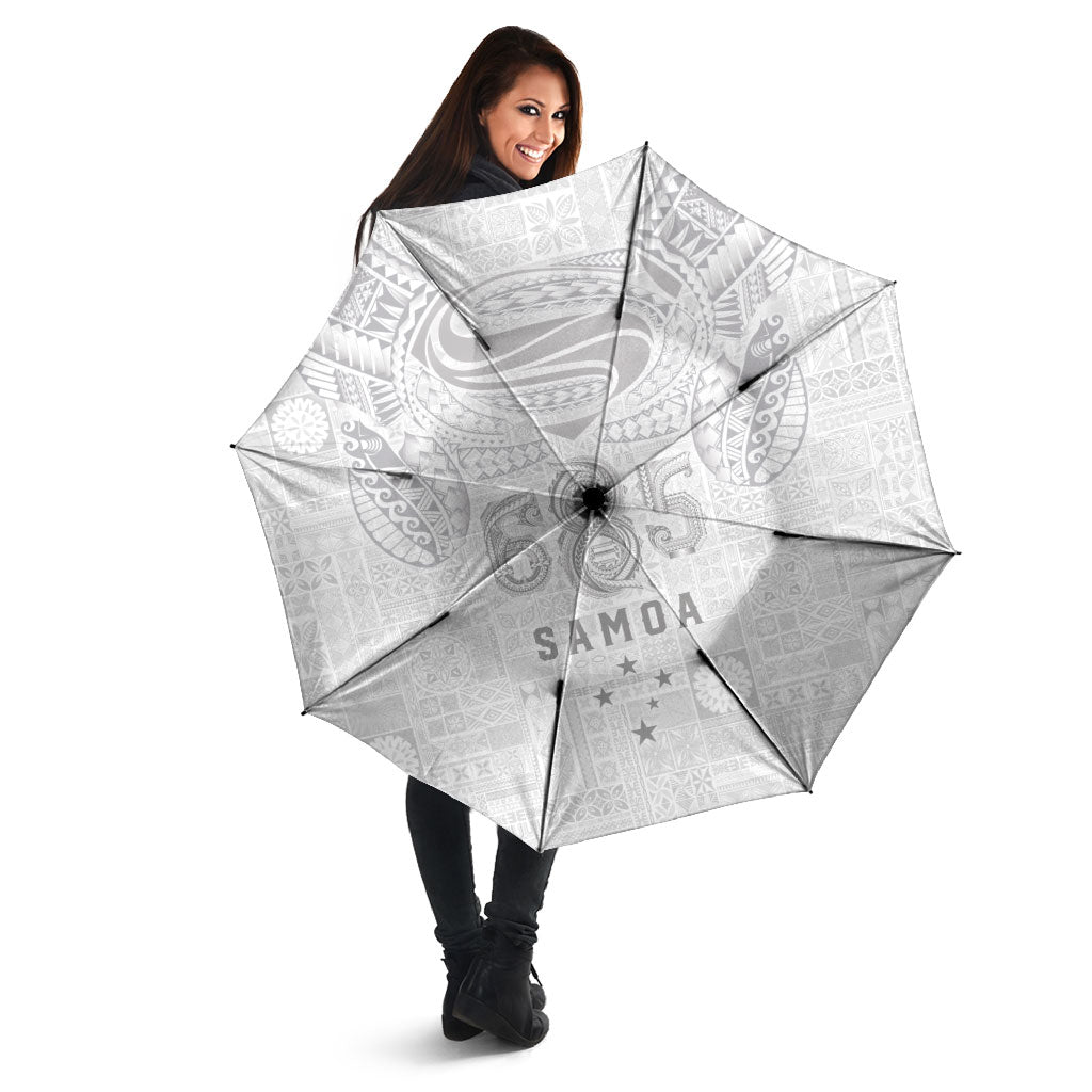 Super Samoa 685 Tribal Tattoo Umbrella Siapo Pattern All-White Edition LT03 - Polynesian Pride