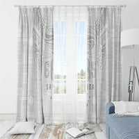 Super Samoa 685 Tribal Tattoo Window Curtain Siapo Pattern All-White Edition LT03 - Polynesian Pride