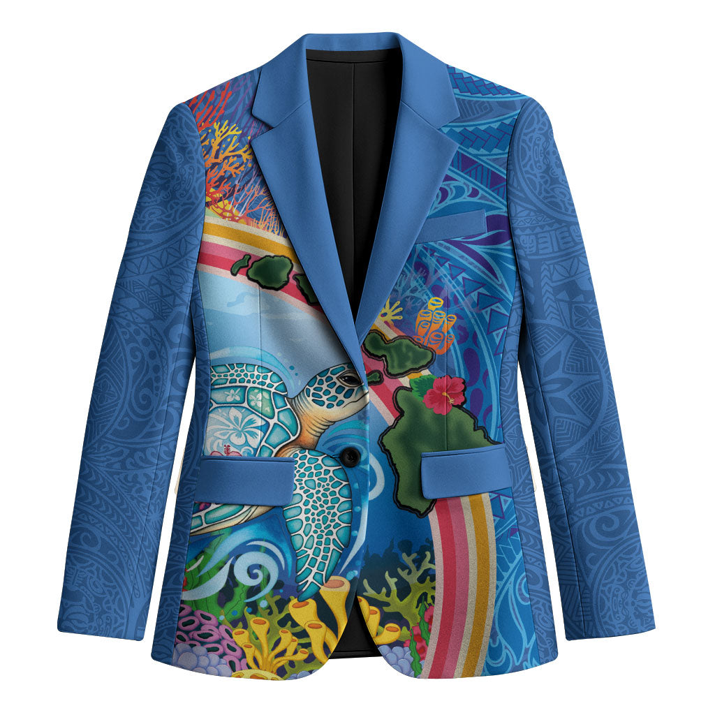 Hawaiian Connecting with the Ocean Blazer Polynesian Pattern LT03 Unisex Blue - Polynesian Pride