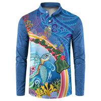Hawaiian Connecting with the Ocean Button Sweatshirt Polynesian Pattern LT03 Blue - Polynesian Pride