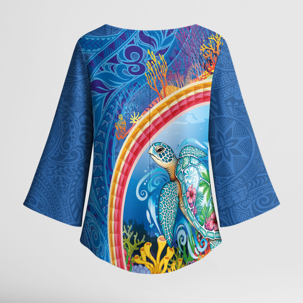 Hawaiian Connecting with the Ocean Kimono Sleeve Blouse Polynesian Pattern LT03 - Polynesian Pride
