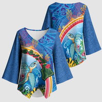 Hawaiian Connecting with the Ocean Kimono Sleeve Blouse Polynesian Pattern LT03 - Polynesian Pride