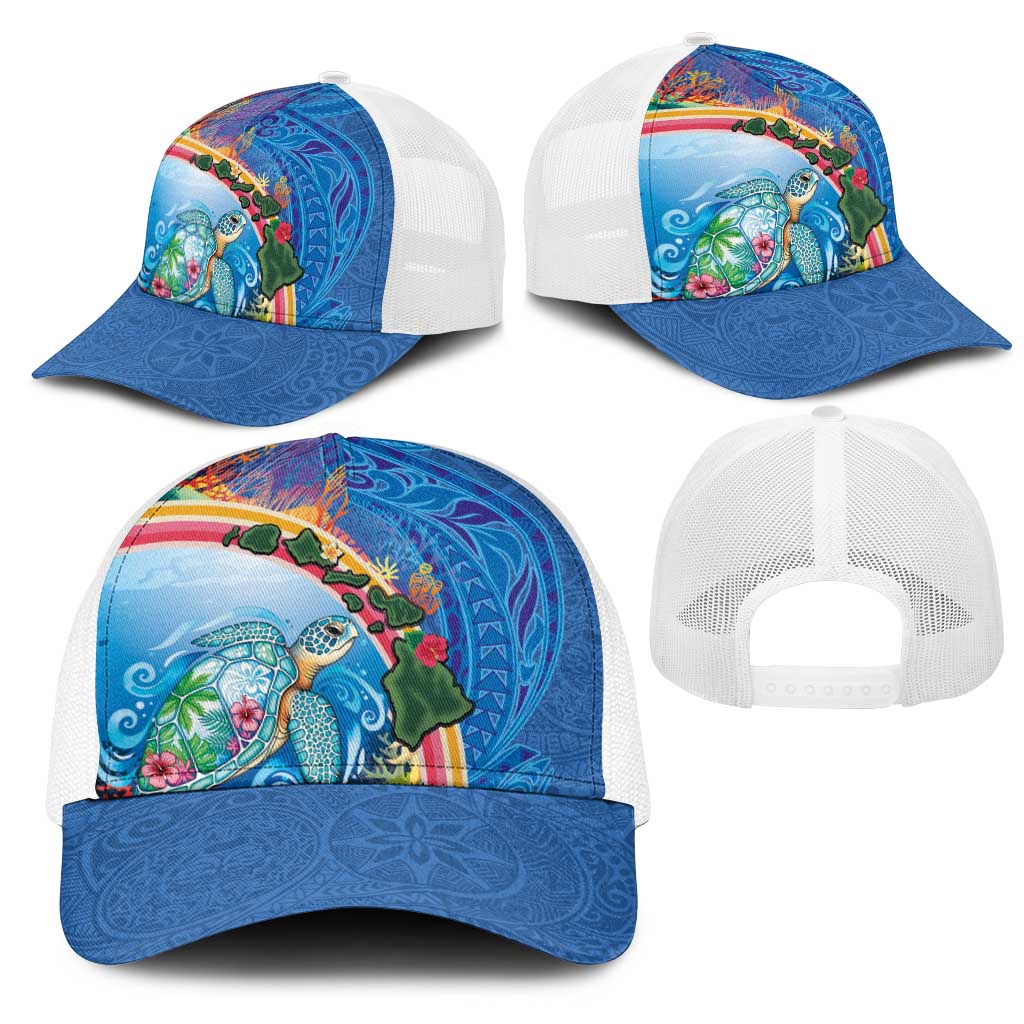 Hawaiian Connecting with the Ocean Mesh Trucker Cap Polynesian Pattern LT03 - Polynesian Pride