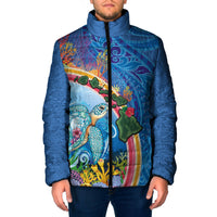 Hawaiian Connecting with the Ocean Padded Jacket Polynesian Pattern LT03 Men Blue - Polynesian Pride