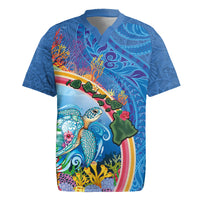 Hawaiian Connecting with the Ocean Rugby Jersey Polynesian Pattern LT03 Blue - Polynesian Pride