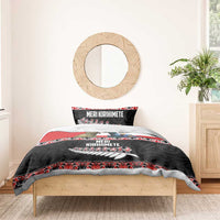 New Zealand Meri Kirihimete Bedding Set Christmas Tui Bird and Kea Bird - Haka Santa with Maori Koru Art Pattern LT03 - Polynesian Pride