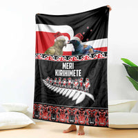 New Zealand Meri Kirihimete Blanket Christmas Tui Bird and Kea Bird - Haka Santa with Maori Koru Art Pattern LT03 - Polynesian Pride