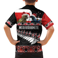 New Zealand Meri Kirihimete Family Matching Short Sleeve Bodycon Dress and Hawaiian Shirt Christmas Tui Bird and Kea Bird - Haka Santa with Maori Koru Art Pattern LT03 - Polynesian Pride
