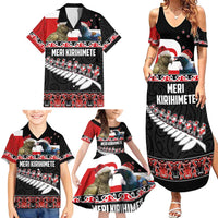 New Zealand Meri Kirihimete Family Matching Summer Maxi Dress and Hawaiian Shirt Christmas Tui Bird and Kea Bird - Haka Santa with Maori Koru Art Pattern LT03 - Polynesian Pride