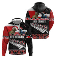 New Zealand Meri Kirihimete Hoodie Christmas Tui Bird and Kea Bird - Haka Santa with Maori Koru Art Pattern LT03 - Polynesian Pride