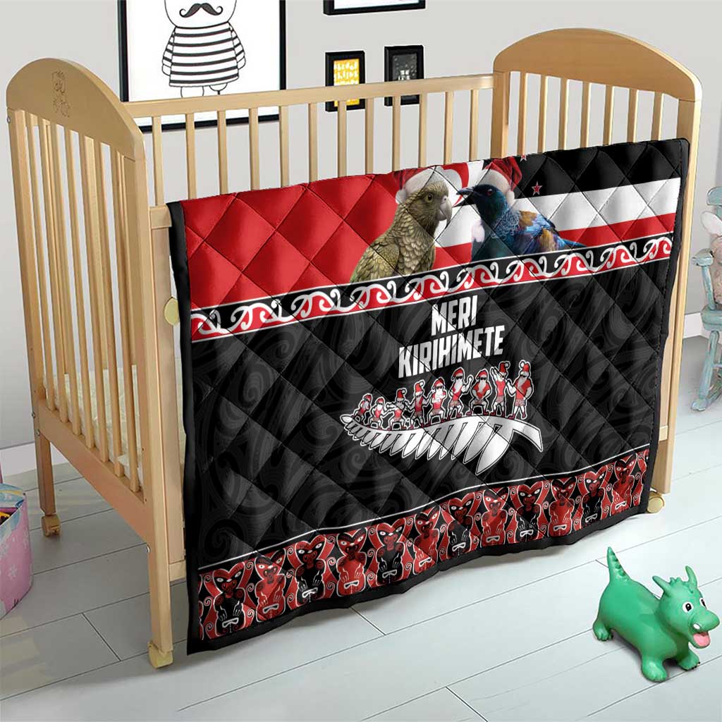New Zealand Meri Kirihimete Quilt Christmas Tui Bird and Kea Bird - Haka Santa with Maori Koru Art Pattern LT03 - Polynesian Pride