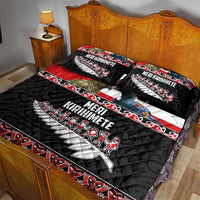 New Zealand Meri Kirihimete Quilt Bed Set Christmas Tui Bird and Kea Bird - Haka Santa with Maori Koru Art Pattern LT03 - Polynesian Pride