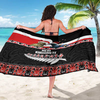New Zealand Meri Kirihimete Sarong Christmas Tui Bird and Kea Bird - Haka Santa with Maori Koru Art Pattern LT03 - Polynesian Pride