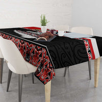 New Zealand Meri Kirihimete Tablecloth Christmas Tui Bird and Kea Bird - Haka Santa with Maori Koru Art Pattern LT03 - Polynesian Pride