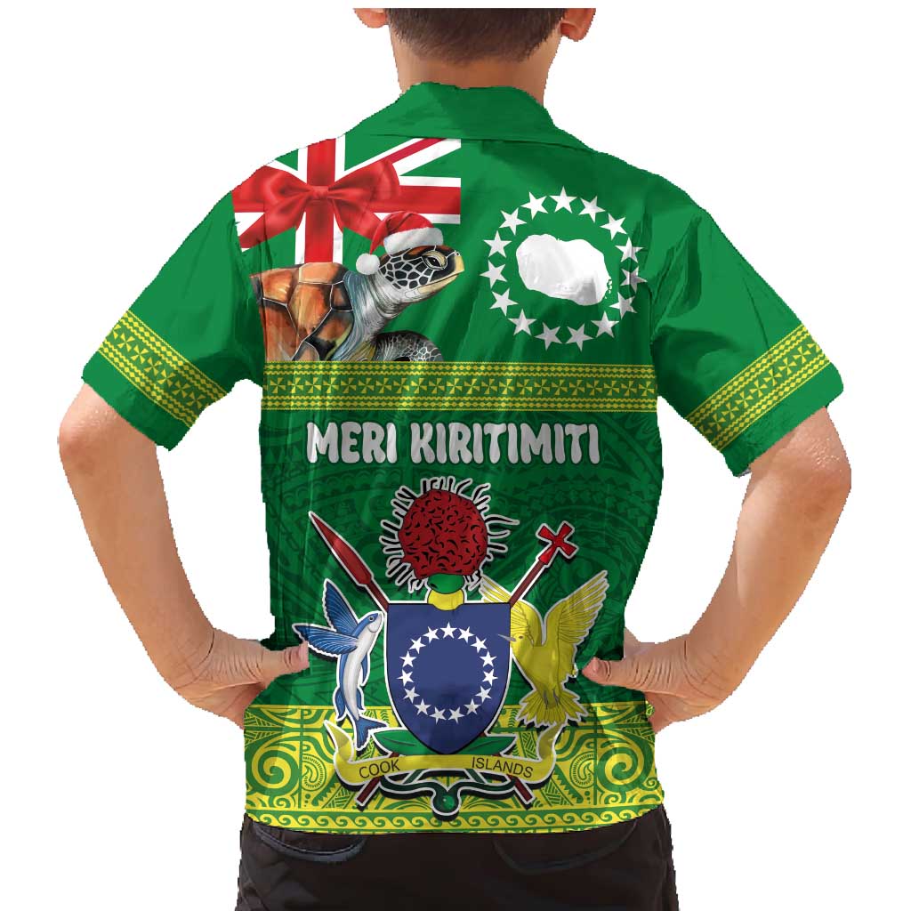 Cook Islands Meri Kiritimiti Family Matching Mermaid Dress and Hawaiian Shirt Christmas Turtle - Cooks Islands Emblems and Polynesian Art Pattern LT03 - Polynesian Pride