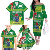 Cook Islands Meri Kiritimiti Family Matching Off The Shoulder Long Sleeve Dress and Hawaiian Shirt Christmas Turtle - Cooks Islands Emblems and Polynesian Art Pattern LT03 - Polynesian Pride